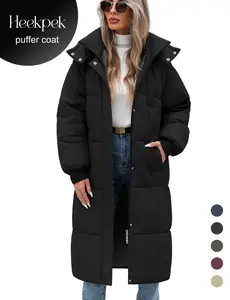 Women's Long Quilted Coat Winter Thicken Warm Puffer Jacket Fashion Hooded Zip Up Parka Outerwear with Pockets