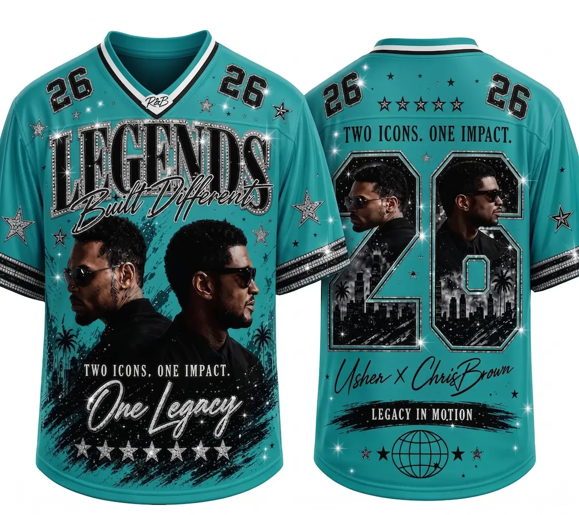 Teal Vintage R&B Legends Baseball Jersey | Y2K Hip Hop Graphic Tee Oversized Streetwear Shirt | Two Icons One Impact Retro Music Merch Unisex Top