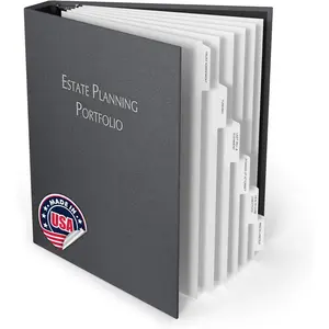 TRS Estate Organizer Planning Portfolio | Estate Planning Binder Kit for Wills, Living Trust, Power of Attorney & End-of-Life | Hardcover 1.5" D- Linen Binder, Pre-Labeled Tabs | Charcoal Gray
