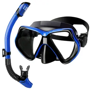 1 Set Adjustable Diving Mask Snorkel, Professional Diving Goggles, Wide View Tempered Glass Lens Anti-fog Swimming Goggles, Diving Swimming Training Equipment For Adults Teens, Snorkeling Gear Kit