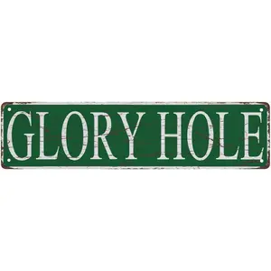 Vintage Tin Sign, 16x4 Inch Glory Hole Bar Wall Decoration Metal Room
