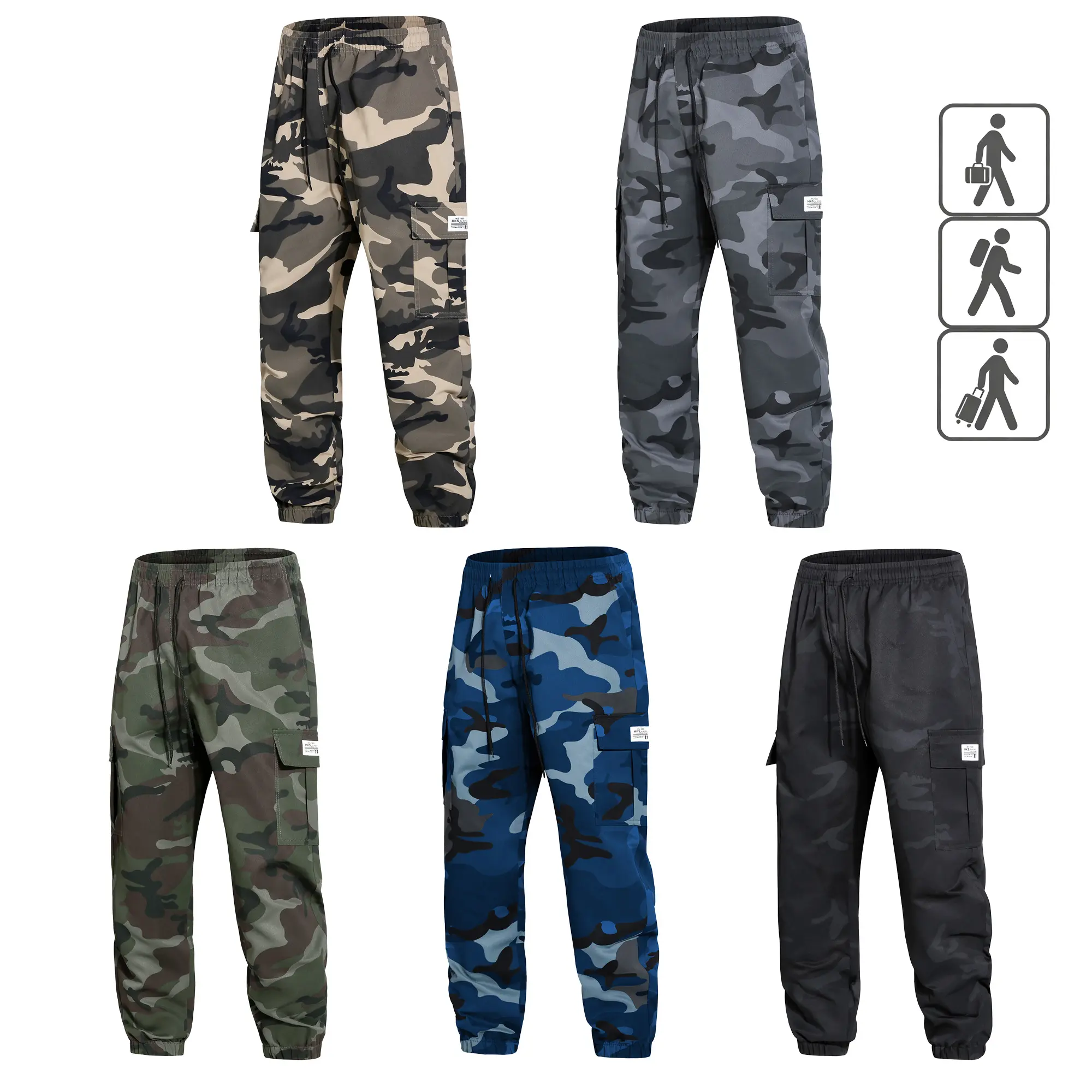 Male Camouflage Cargo Jogger Pants - Lightweight Polyester Tactical Trousers for Biking, with Drawstring Waist, Utility Pockets, Casual Wear, S-3XL, Fast US Direct Shipping #CamoPants #Streetwear #TikTokMadeMeBuyIt