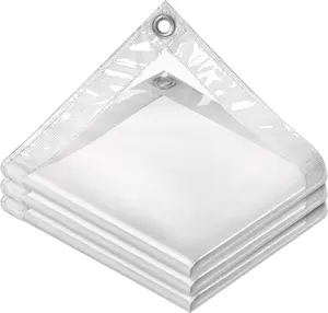 New 10x13 FT Clear Waterproof Tarps  Duty Outdoor Garden Rainproof Covering ,Clear Vinyl Tarp with Grommets,Transparent Waterproof Tarpaulin for Covering Henhouse Porch Canopy Plant Camping Rainy Days Rainy Season Dorm Christmas