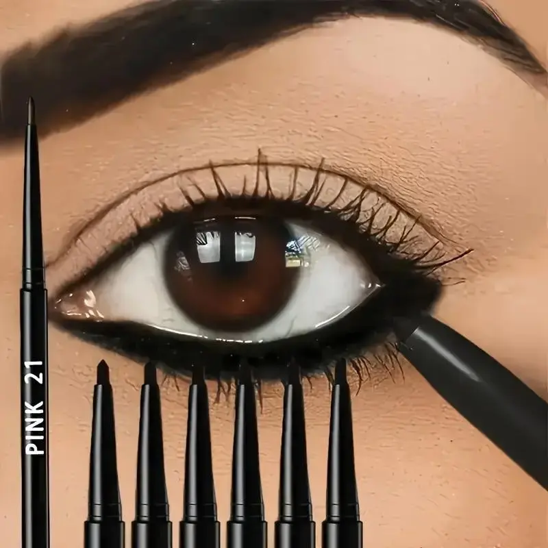 6-piece set of waterproof and sweat-proof black Eyeliner Pencils - long-lasting, smudge-resistant, suitable for bold eye makeup, easy to twist and apply, perfect winged look - black, beginner-friendly, easy to color, creates perfect eye makeup, Cosmetic