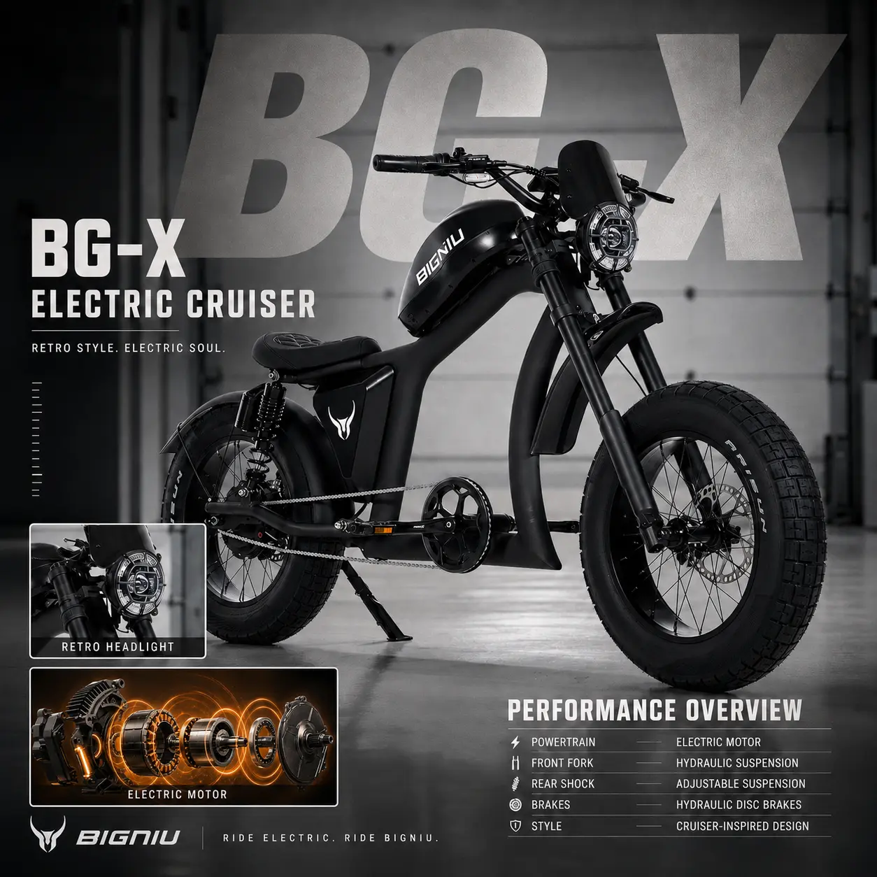 BIGNIU BG-X Electric Road Bike for Youth, 38+mph Max Speed, 1800W Peak Power, 48V 31.5Ah Battery, 20in Off-road Tires, 40mi Max Range, Dual Suspension, Everyday Use, Front & Rear Turn Signals, Lights & Reflectors, Modern Design