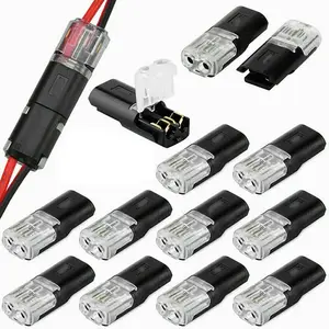 60Pcs Double Wire Plug in Connector, LED Light Strip Low Voltage Connectors 2 Pin with Locking Buckle - Quick Connect, No Wire Stripping Cutting