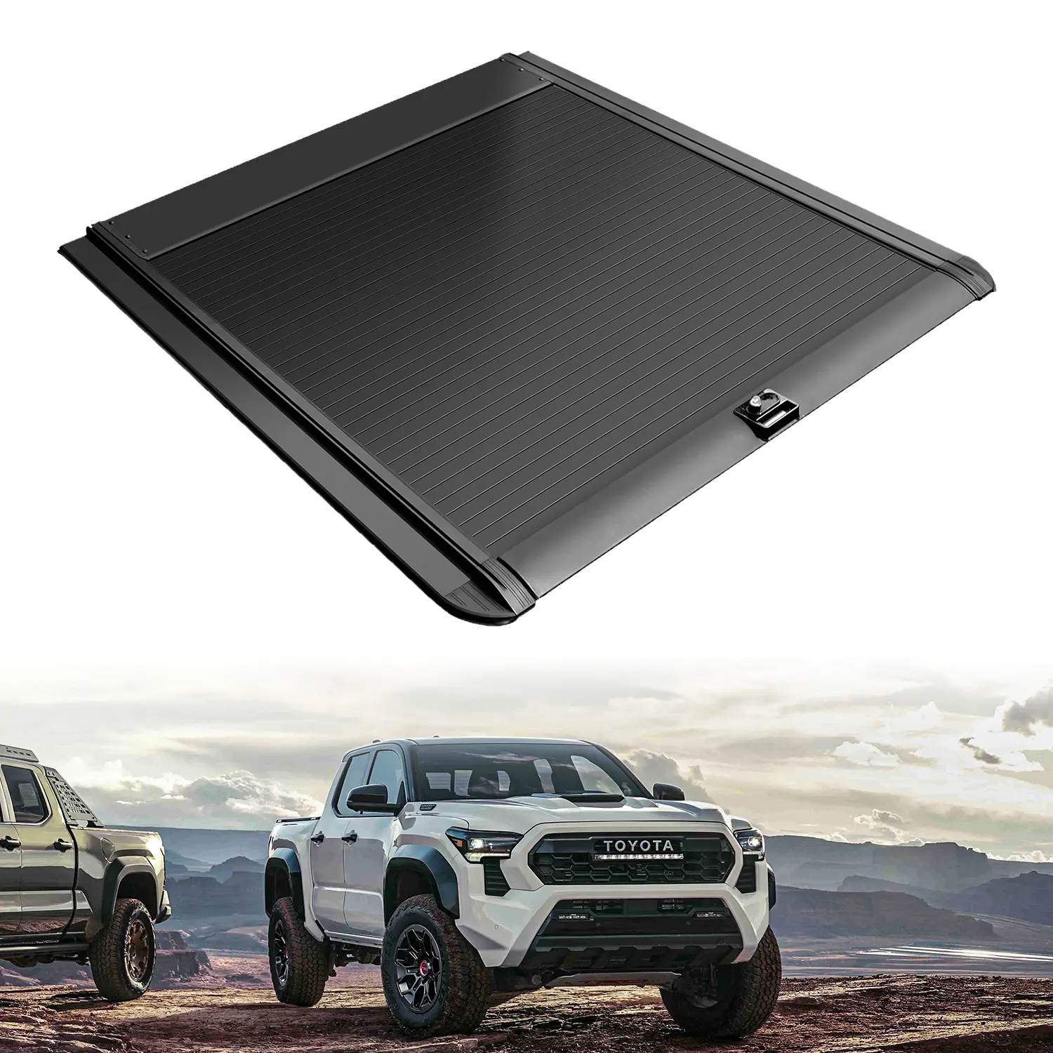 Retractable Durable Aluminum Alloy Pickup Truck Bed Tonneau Cover for 2016-2026 Toyota Tacoma, 5' Bed Fit (60") with Key Lock System