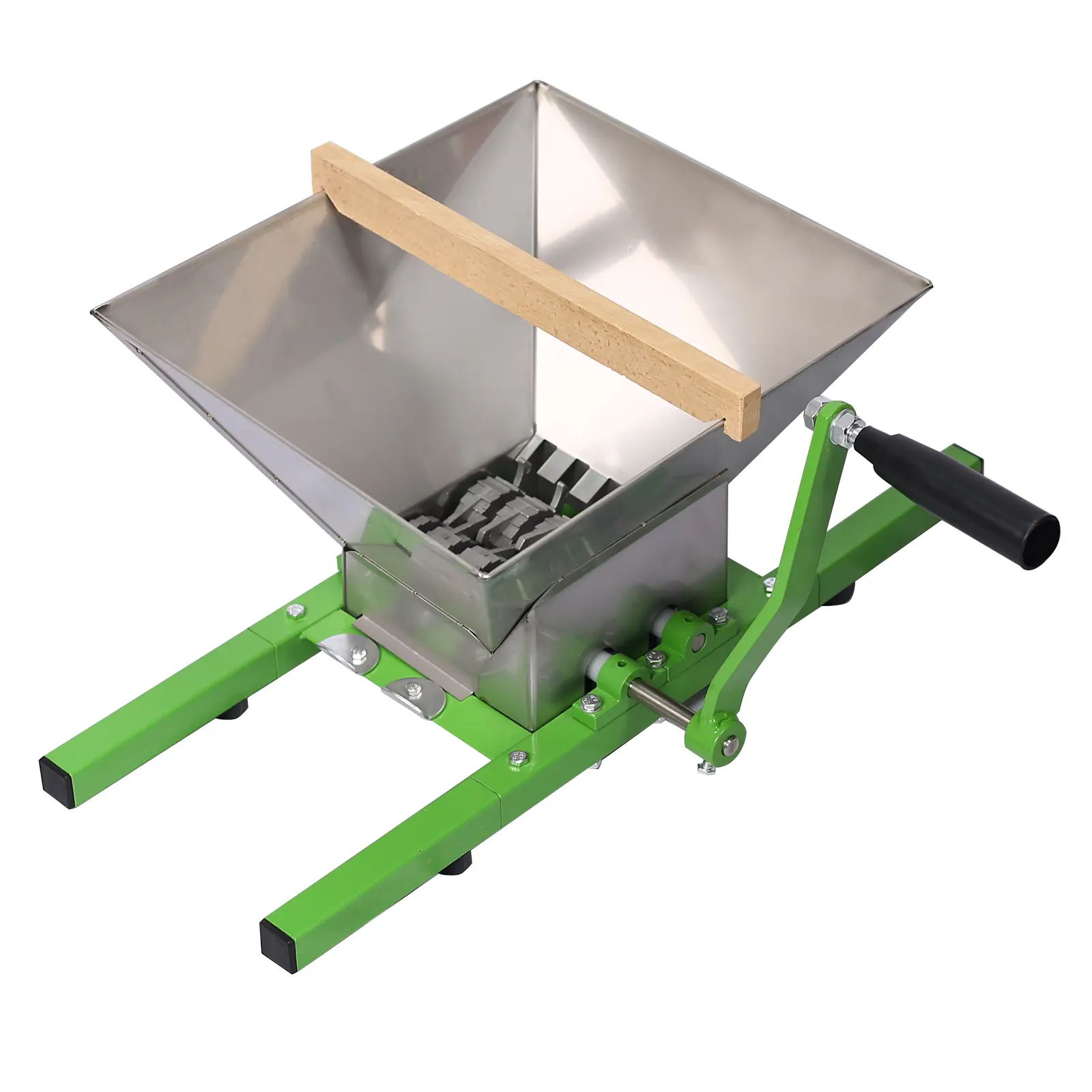 Manual Fruit Crusher and Grinder for Cider Pressing, 7L Large Hopper, Heavy-Duty Stainless Steel, Portable Scratter for Hard Fruits, Green