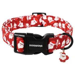 DOGWONG Christmas Santa Dog Collar — Adjustable Red Festive Collar for Small, Medium & Large Dogs
