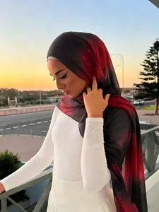 Women's Fashion Chiffon Tie-Dye Print Scarf, Elegant Casual Muslim Hijab, Lightweight Breathable Headscarf, All Seasons, Holiday Gift