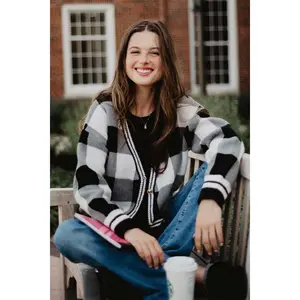 Open Front Black Plaid Cardigan Sweater