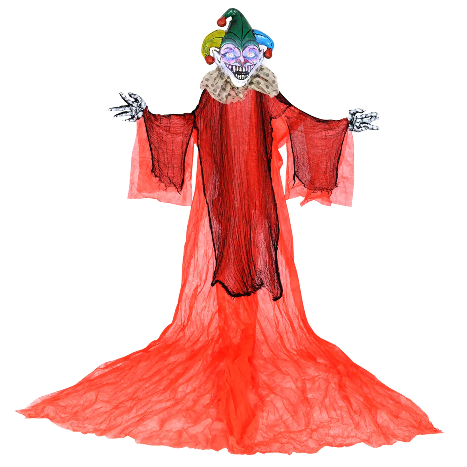 COSTWAY - Halloween Hanging Clown with Wings and Lighted Colorful Eyes