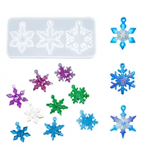 Snowflake Resin Molds - 3D Crystal Silicone Epoxy Molds for Christmas Tree Decor, DIY Ornaments, Car Hanging, Keychain & Pendant Gift Making