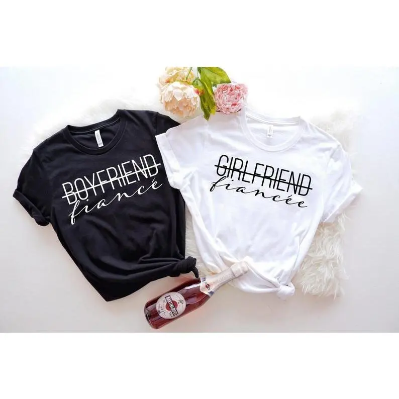 Engagement Shirts for Couples, Boyfriend Fiance Gift Shirt, Girlfriend Fiancee Gift Shirt, Just Engaged, Newly Engaged Couple Shirts