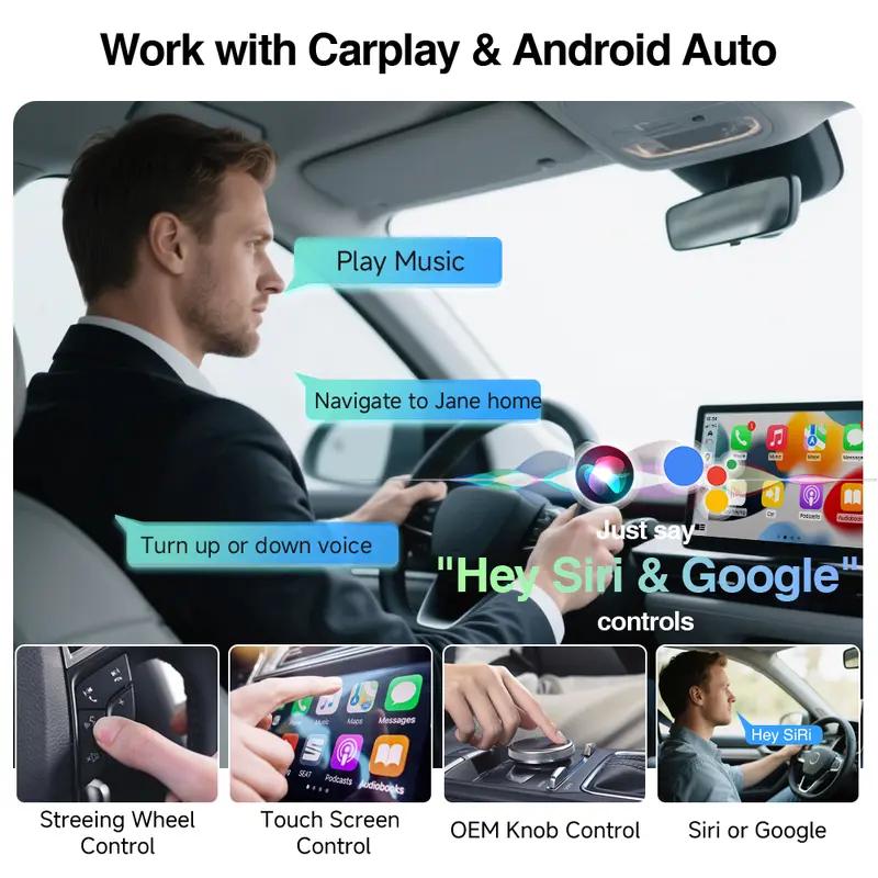 2026 Professional Upgrade Wireless Carplay Adapter, Android Auto 2-In-1, Instant Screen Connection, Smooth Navigation Entertainment