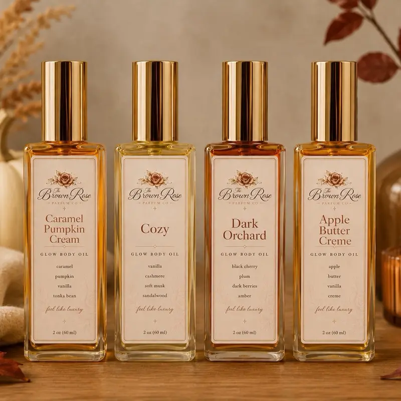 Fall Nourishing Glow Fragranced Body Oil - Vanilla, Golden, Pumpkin, Caramel Aromatherapy Moisturizer for All Skin Types, Fragrance, Smooth, Body Care