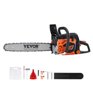 VEVOR 62 cc Gas Chainsaw, 20 inch Gas Powered Chainsaw, 3.8 HP Power Chain Saw with Non-Slip Handle, Gas-Powered Chainsaws with Dual Fuel Tanks, For Wood Cutting, Tree Trimming, and Land Clearing