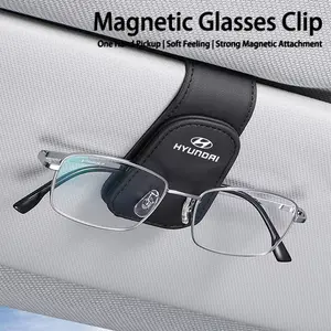 Car Emblem Glasses Sun Visor Box Auto Sunglasses Clip Card Interior Accessories For Hyundai IONIQ Sonata Elantra Grandeur i20 i10 SantaFe i30 Palisade Bayon HB20 KONA Tucson Stargazer Staria Exter Inster Creta NEXO Casper iMax Veloster Venue Accent Aslan
