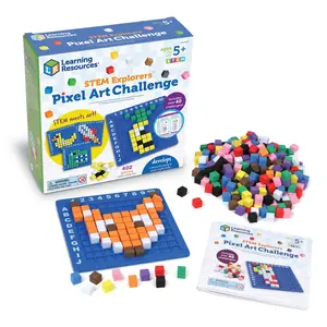 Learning Resources STEM Explorers Pixel Art Challenge - Math Puzzles, Pattern Blocks, Arts and Crafts, Math Manipulatives, Building Toys, Ages 5+