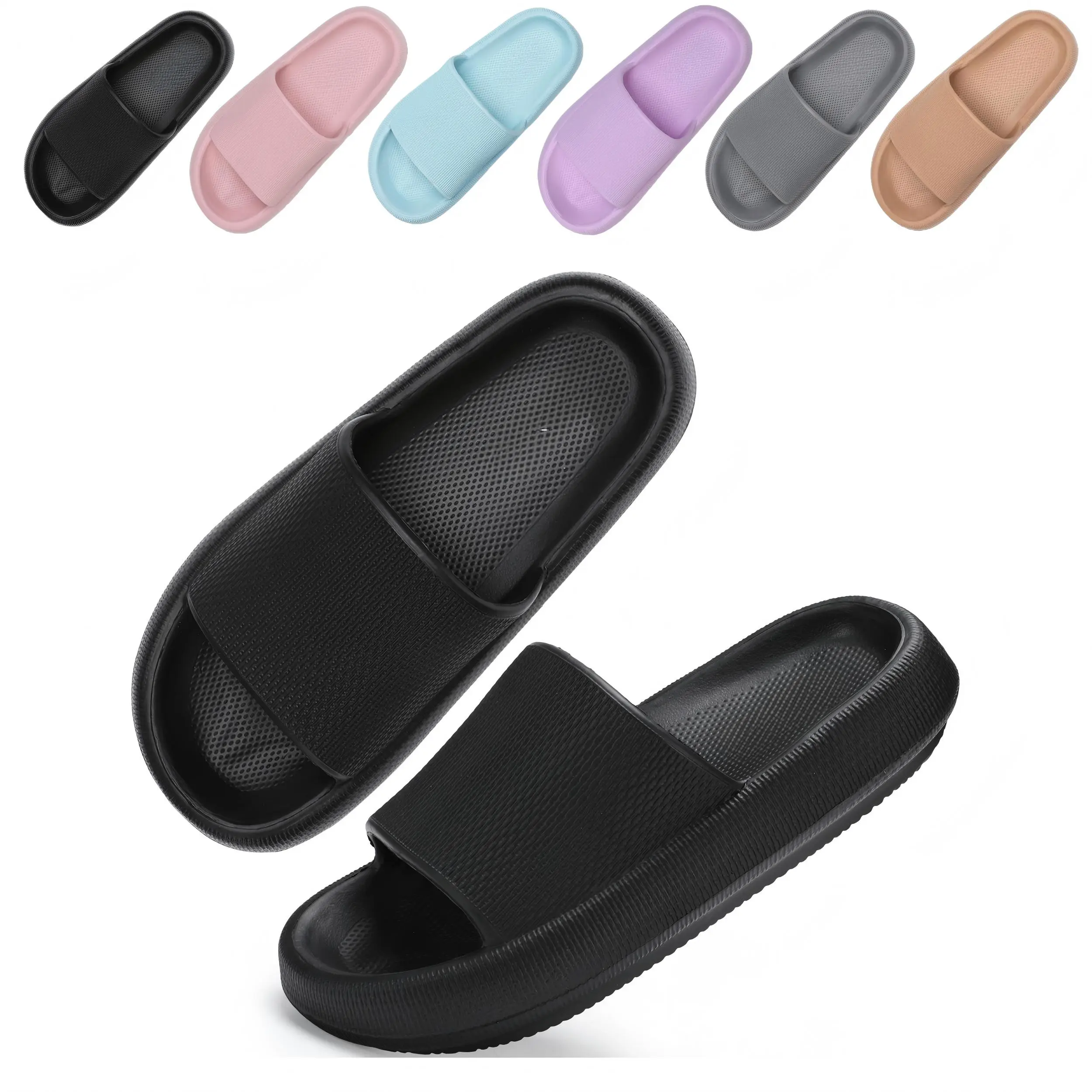 Platform Slides for Women, Solid Color EVA Foam Open Toe Slip On with a Soft, Lightweight, and Non-Slip Sole, Footwear, Open Toe Slides, Indoor, Shoes
