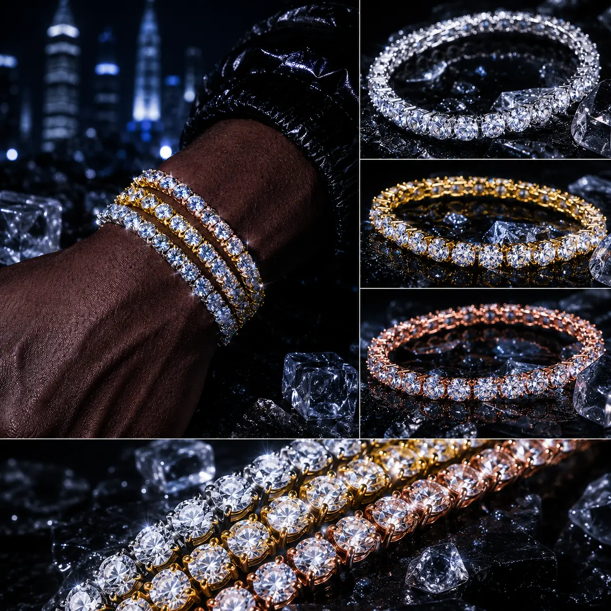 Women's 9271 Luxury Round Cut Tennis Bracelet - High Shine Exquisite Glossy Metal Coating Fashion Costume Jewelry, Elegant Dazzling Sleek Modern Design, Suitable for Party Wear, All Seasons Essential