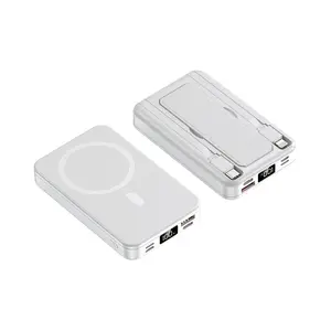 10,000mAh Magnetic Portable Power Bank，Foldable Wireless Portable Charger with USB-C Cable LED Display， Fast Charging for iPhone 16/15/14/13/12 Pro/Pro Max/Plus/Mini