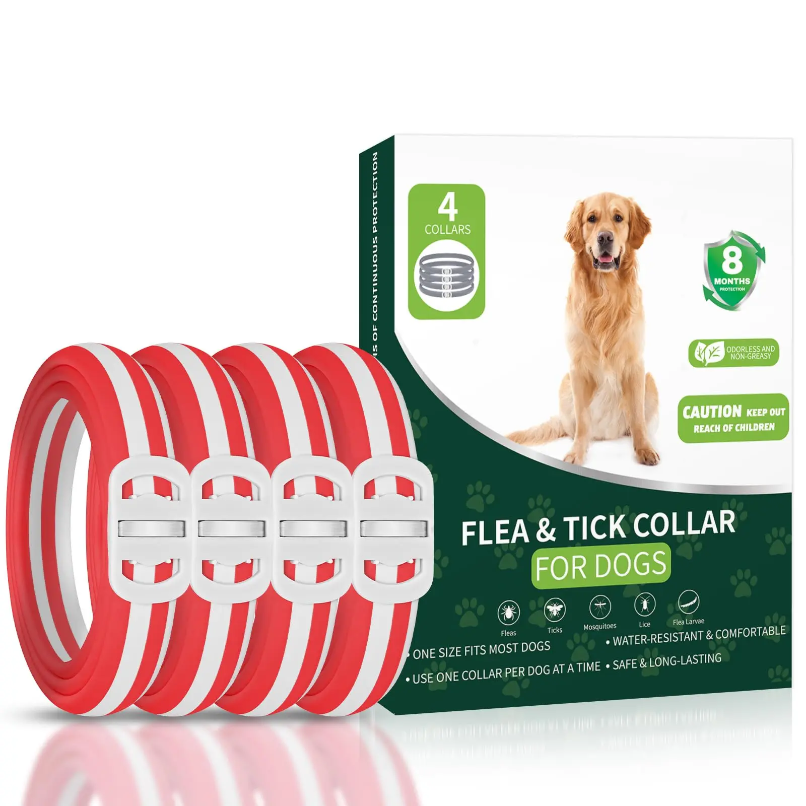 4 Pack Flea Collar for Dogs, Dog Flea Collar Waterproof, 32 Months Prevention, Dog Fleas and Tick Treatment, Adjustable Fleas and Tick Protection for Dogs Puppy(Blue & Pink) small puppy
