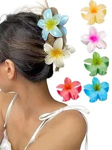 Flower Hair Clips –Colorful Claw Clips, Flat Claw Clips for Women & Girls, Women's Egg Flower Hair Clips,Large Aesthetic Hair Accessories for Thick or Thin Hair, Summer Beach Vacation Gift