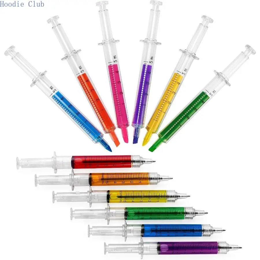 6Pcs Syringe-Look Highlighters - Multicolor Creative Cute School Supplies, Cute Markers Stationery Gift Set for Students, Ideal for Drawing & Writing