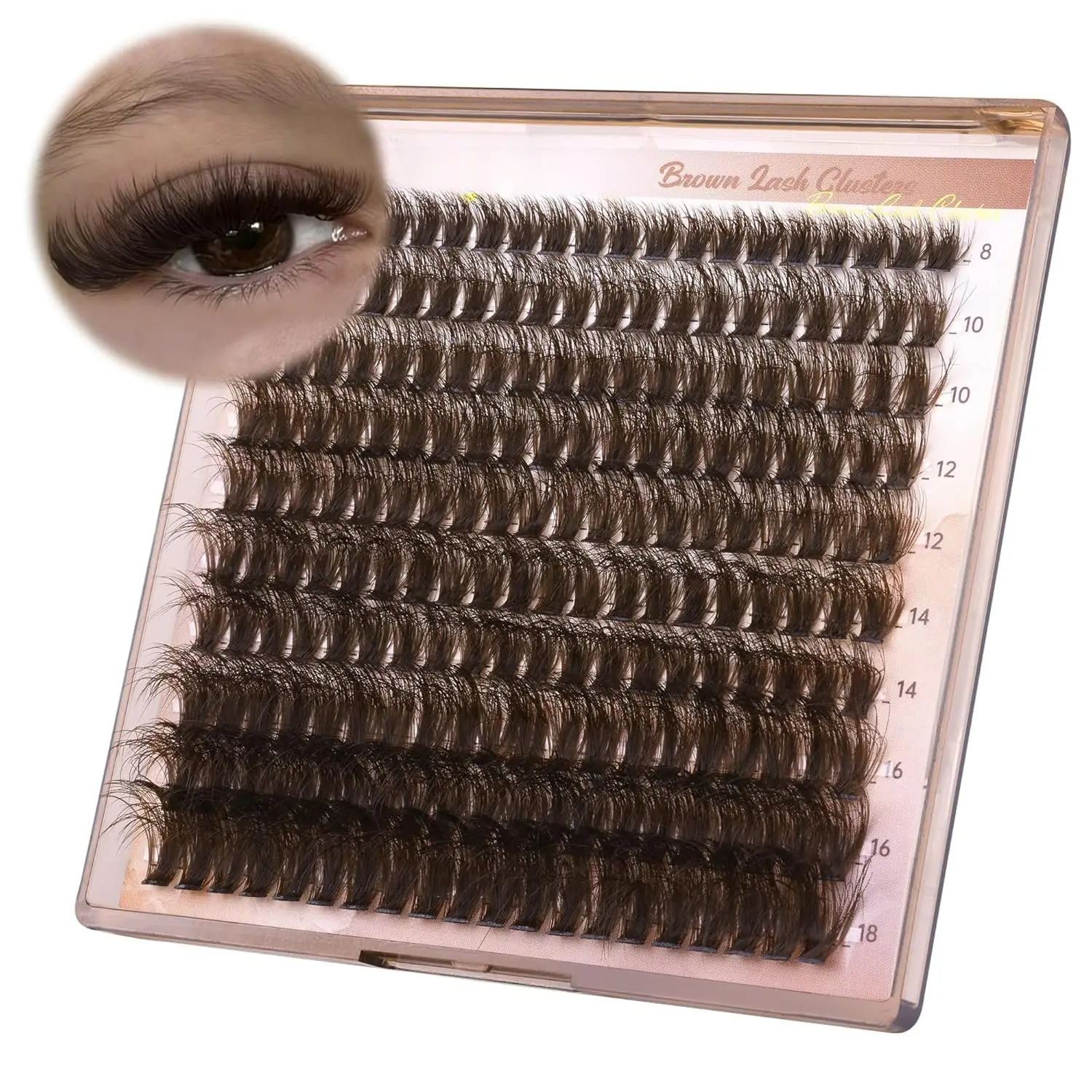 Brown Lash Clusters Dark Brown Individual Lashes Wispy Thick Volume Lash Extension D Curvature Clusters Eyelashes 80D Clusters Lashes (8-18mm)