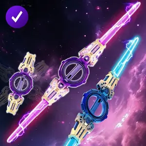 Rotating Dual Blade Light Saber, Extendable Rotating Blades, Seven Color Lights, Cool Laser Sword, Realistic Lightsaber, Indoor Outdoor Toy, Birthday Gift