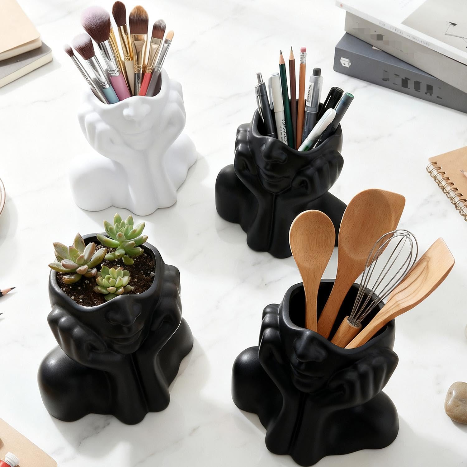 Human Body Art Styling Storage Box Nordic Household Student Dorm Desk Stationery Pen Holder Makeup Brushes Holder, Unique and Creative Storage Box for Makeuo Brushes, Pen Holder, Office Installation Tool, Cute Cosmetics Organizer, Beauty Organizer