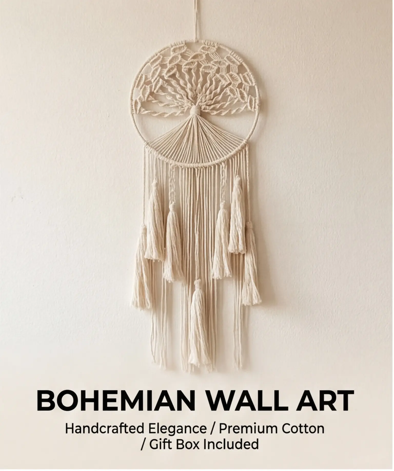 Mother’s Day Gift: Large Tree of Life dream catchers, macrame wall hanging boho handmade woven dream catcher macrame wall decor art for adults boys girls bedroom wedding party decor, festival blessing gift (light beige)