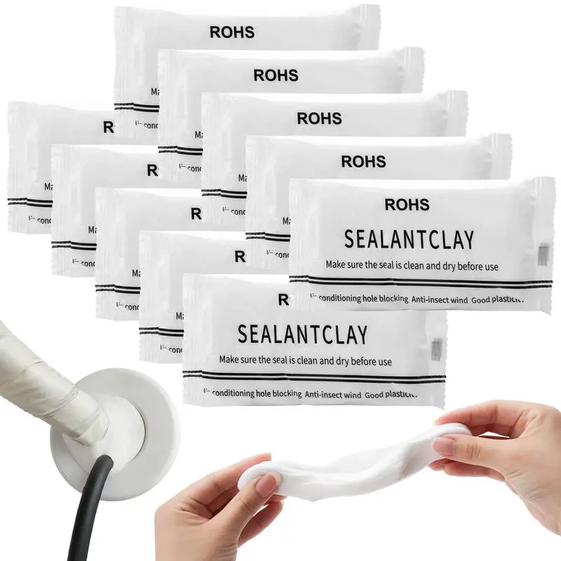 10-Pack Premium Waterproof Sealing Clay Duct Seal, Moisture Blocker for Drainage Pipes & Wall Hole Repair, Quick-Easy Home Improvement Solution, Protects Pipes & Walls