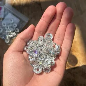 50pc - 12mm Wide Hole Rhinestone Spacers for Cup Charms