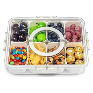 Snackle Box Container with Lid Travel Charcuterie Box with Handle Organizer for Candy, Fruit, Nuts, Veggies, Snacks, Beach Essentials, Portable Lunch Box (Pink, Blue, White), mothersdaygift