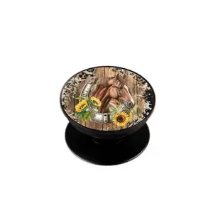 Western Horse Sunflower Phone Grip Accessories Foldable, Easy Imstallation