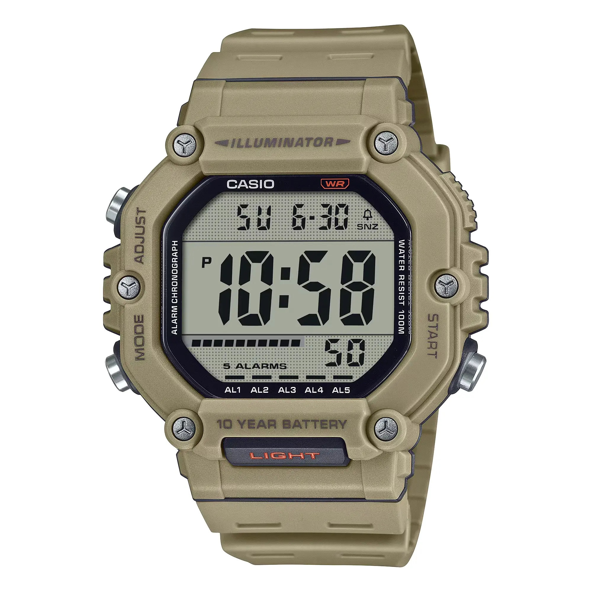 Casio Men’s Tan Digital Sport Watch with Grey Dial - AE-1600H-5AVCF