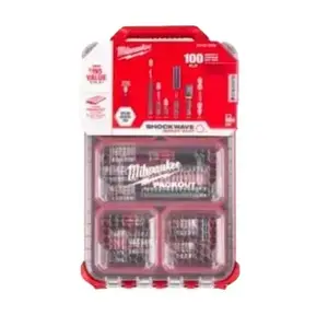 Milwaukee SHOCKWAVE PACKOUT Impact Screwdriver Bit Set (100-Piece) with Wear Guard Tip & Shockzone
