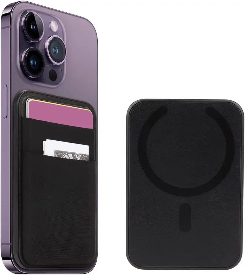 WALLFID Magsafe Wallet Compatible with iPhone 15/14/13/12 Pro/Max/Plus/Mini,RFID Credit Card Case Holds 5 Cards. Cellphone Smartphone Purple sample bag