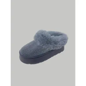 WILD DIVA Embellished Faux Fur Platform Booties