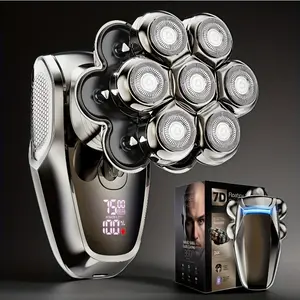 7D Floating Men's Shaver, Detachable Magnetic Shaver Head, LED Display, Men's Wet And Dry Washable Bald Shaver, with C-type Fast Charging, Father's Day Gift, Men's Gift Set.