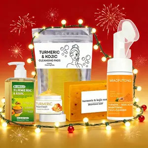Turmeric Wash and Care Five Piece Set - Turmeric Tablets, Cleansing Mousse, Soap, Facial Cleanser, Shampoo, Alcohol-Free, Unisex Skincare Christmas and New Year gifts