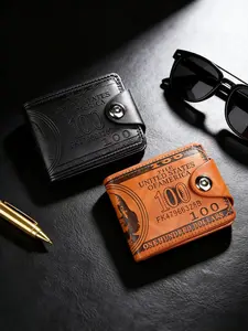 Luxury Men's $100 Bill Business Style Wallet, High-End Faux Leather Dual-Fold Design, Card Slots, Photo Holder, Rfid Protection, Fashionable and Stylish, Rfid Blocking Wallets, Durable Bifold Wallet