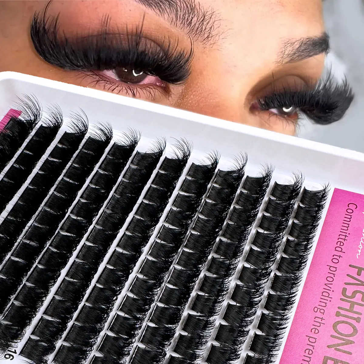 UMIRYAO DIY Lash Extensions Kit with 8D Polyester Cluster Lashes, Thick D Curl for Dramatic Styling, Reusable False Eyelashes for Adults, 10-20mm Mixed Lengths, Cosmetic, Nature, Eyelashes Extensions, Lash Cluster