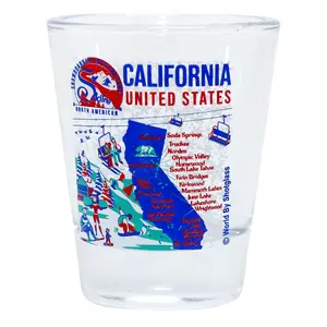 California North American Skiing and Snowboarding Destinations Shot Glass