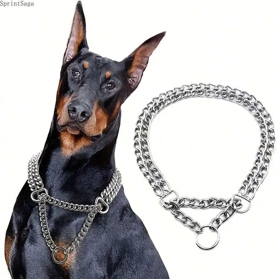 Heavy-Duty Metal Dog Chain, Adjustable Slip Training Collar with a Secure Lock for Obedience Control for Small to Large Dogs, Collars, Obedience Training, Walking, Small-Large, Metal Chain, Behavior Control, S