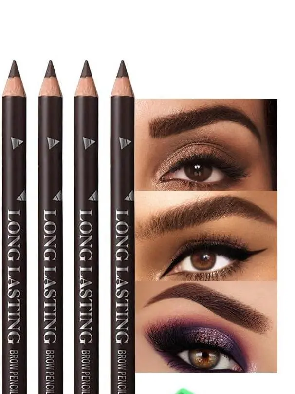 Women's 6-Pack Dark Brown Wooden Eyebrow Pencils - Hard-Core Tip Filling Tool, Waterproof, Sweat-Proof, Long-Lasting Multi-Pack for Beginners to Create Natural Hair-Like Lines & Fresh Brows