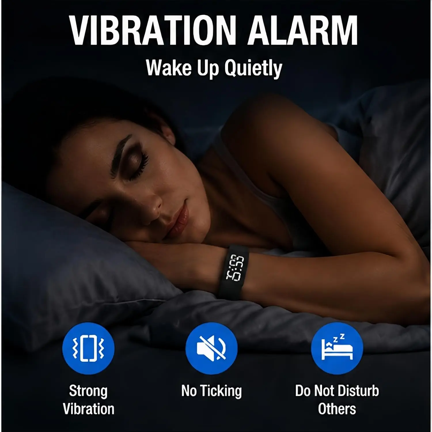 Activity Wrist Band with Silent Alarm & Step Counter, Built-in USB Plug, Great for Gym & Travel