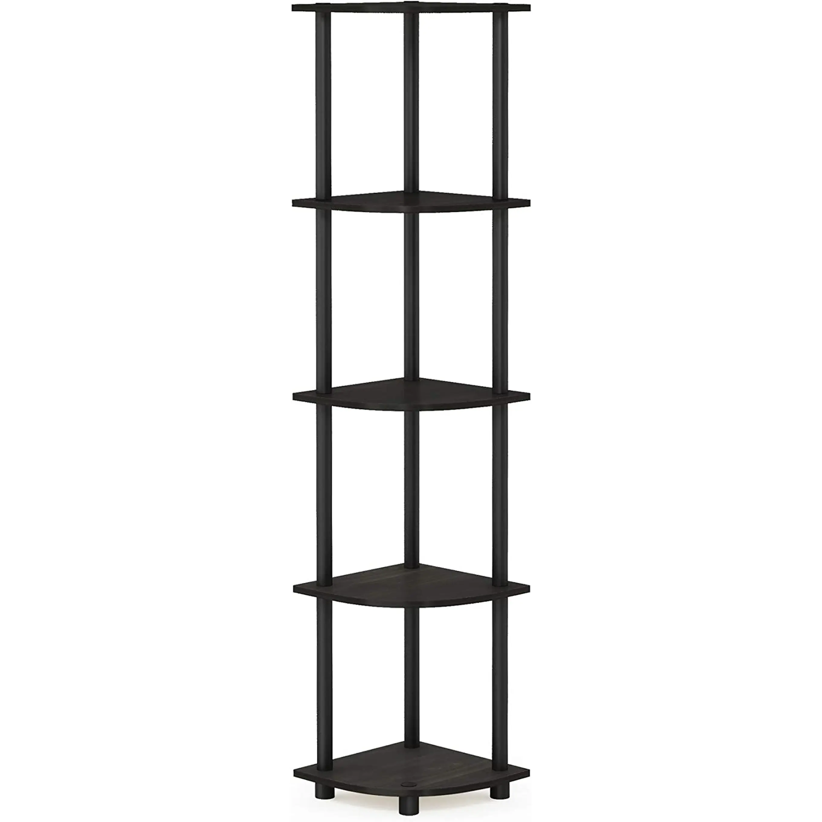Furinno Turn-N-Tube 5 Tier Corner Display Rack Multipurpose Shelving Unit, 1-Pack, Espresso/Black Furinno